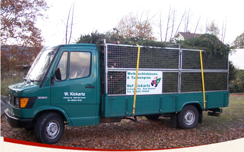 Unser Lieferwagen für den Transport unserer Weihnachtsbäume aus Bad Honnef. Transport der Weihnachtsbäume aus Bad Honnef.
